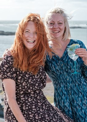 Helen and Kirsty on the beach